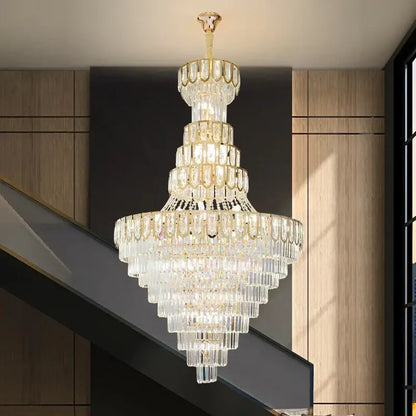 Elegant crystal chandelier gold living room cascading glass light