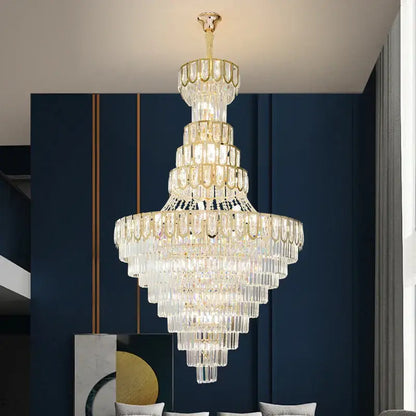 Elegant crystal chandelier gold living room cascading glass light
