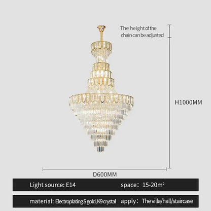 Elegant crystal chandelier gold living room cascading glass light