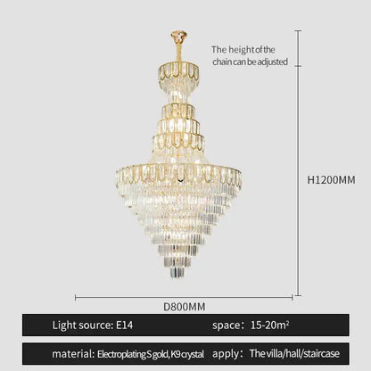 Elegant crystal chandelier gold living room cascading glass light