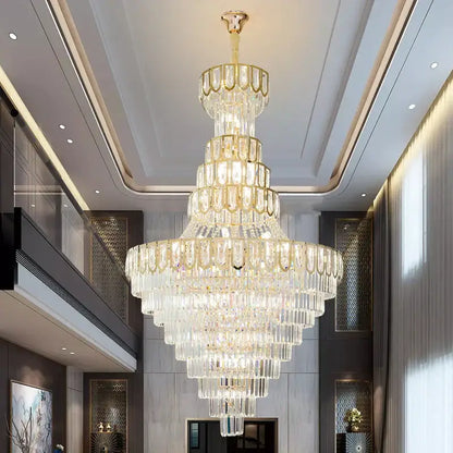Elegant crystal chandelier gold living room cascading glass light