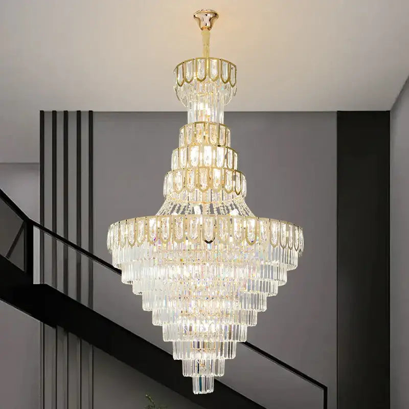 Elegant crystal chandelier gold living room cascading glass light