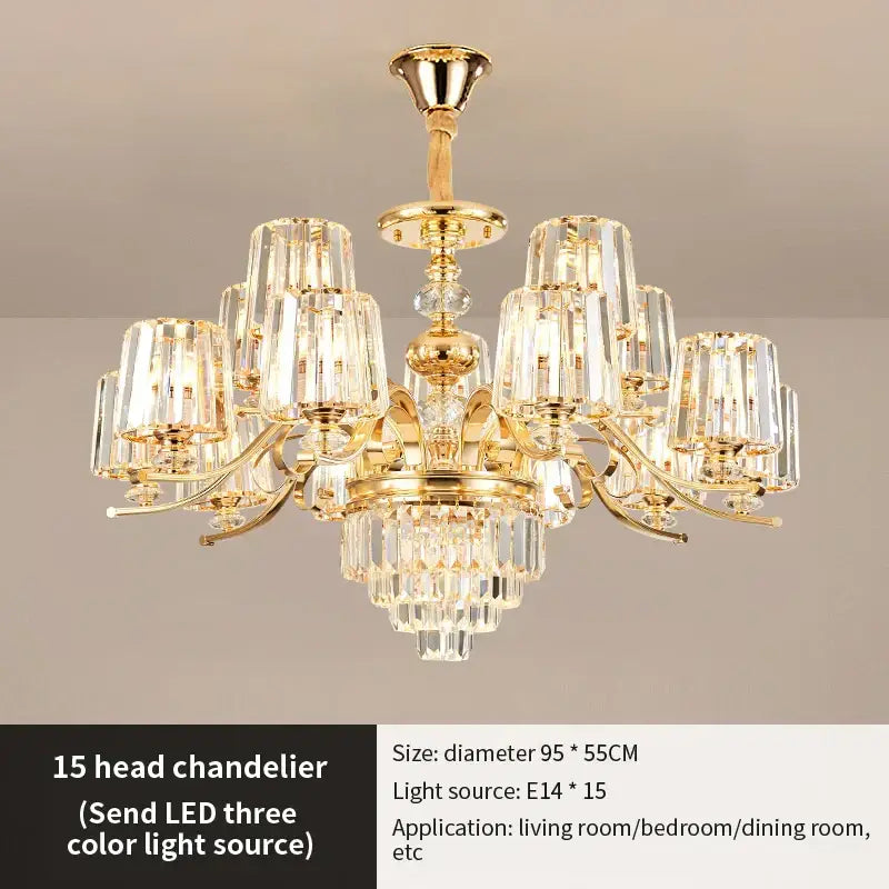 Elegant crystal chandelier gold living room lighting