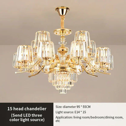 Elegant crystal chandelier gold living room lighting