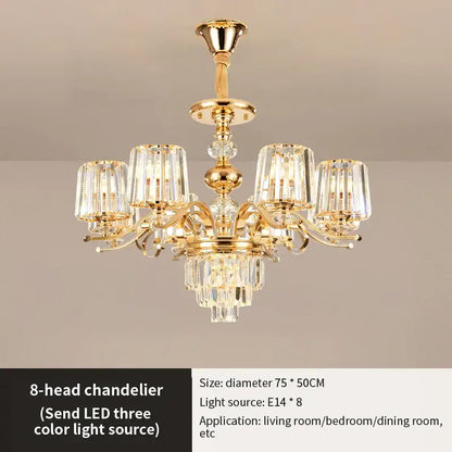 Elegant crystal chandelier gold living room lighting