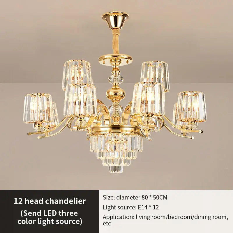 Elegant crystal chandelier gold living room lighting