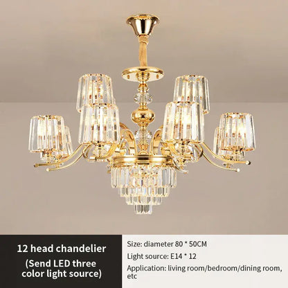 Elegant crystal chandelier gold living room lighting