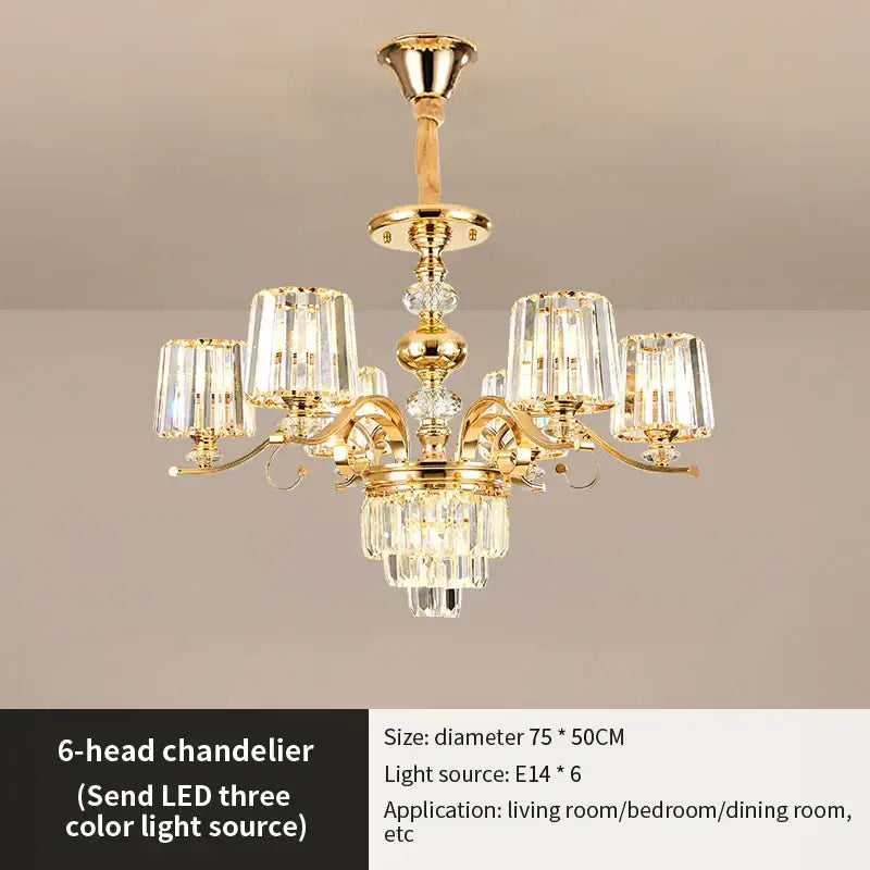 Elegant crystal chandelier gold living room lighting
