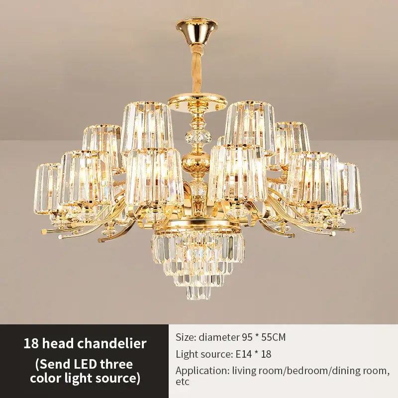 Elegant crystal chandelier gold living room lighting