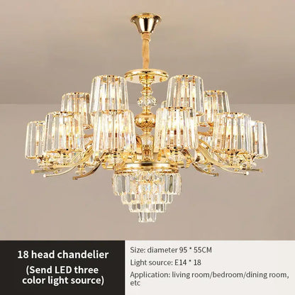 Elegant crystal chandelier gold living room lighting