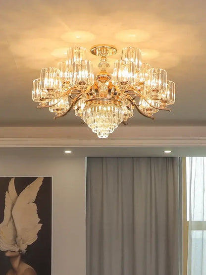 Elegant crystal chandelier gold living room lighting