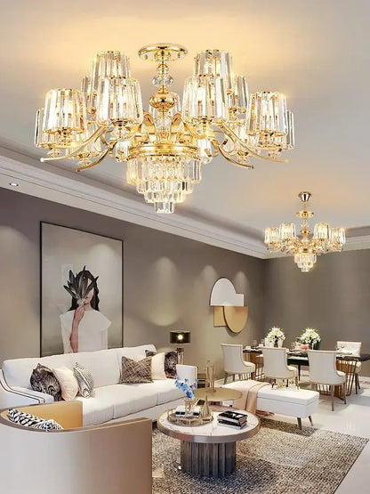 Elegant crystal chandelier gold living room lighting