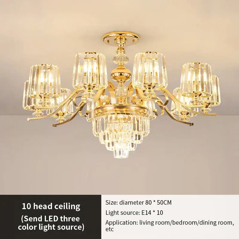 Elegant crystal chandelier gold living room lighting