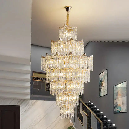 Elegant crystal chandelier gold multi-tiered living room light