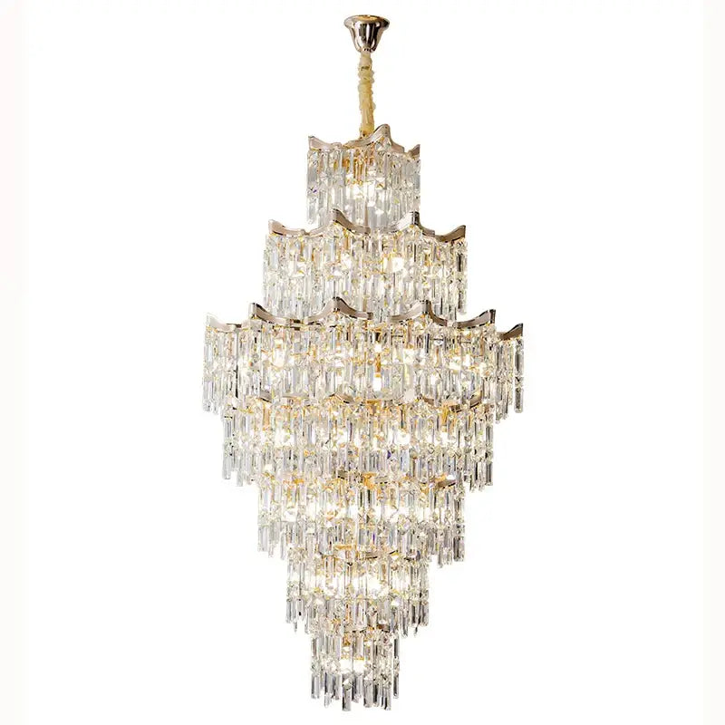 Elegant crystal chandelier gold multi-tiered living room light
