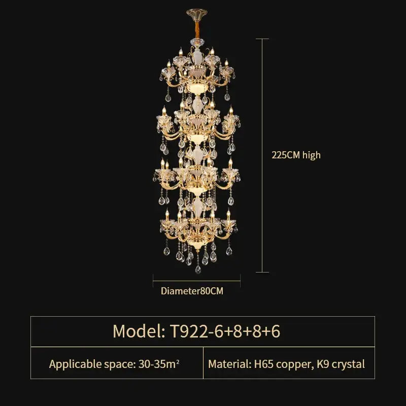 Elegant crystal chandelier gold tiered light for living room