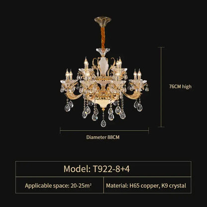 Elegant crystal chandelier gold tiered light for living room