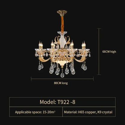 Elegant crystal chandelier gold tiered light for living room