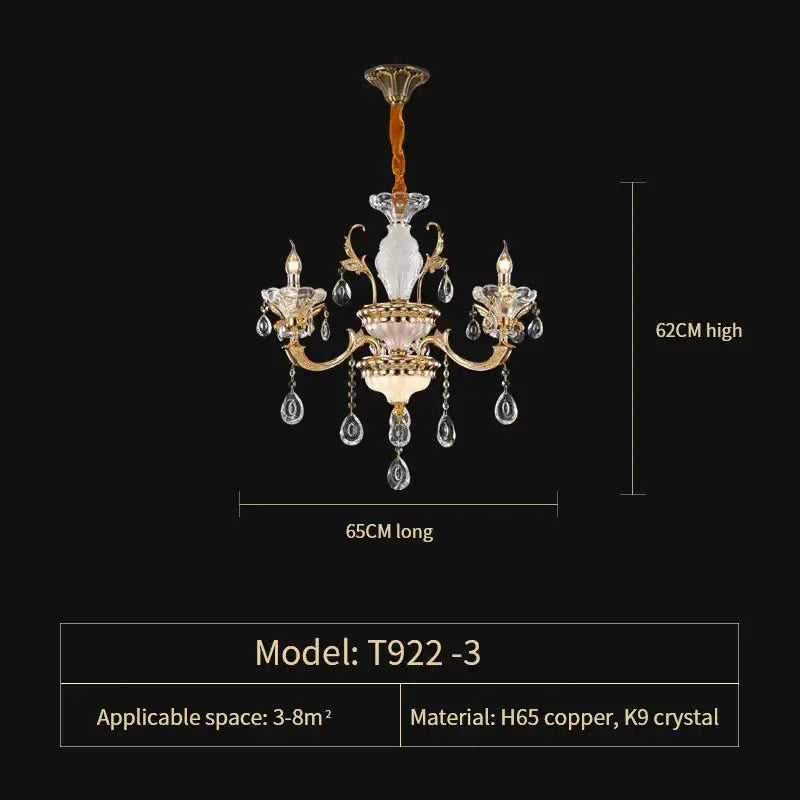 Elegant crystal chandelier gold tiered light for living room