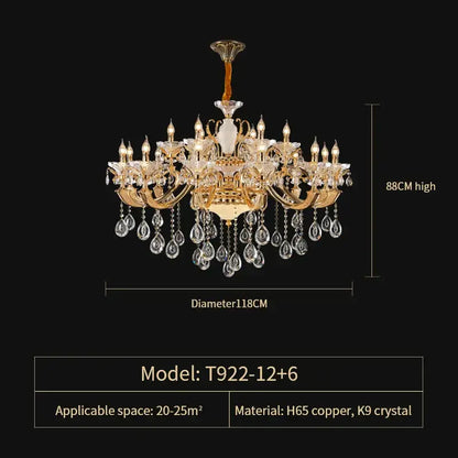 Elegant crystal chandelier gold tiered light for living room