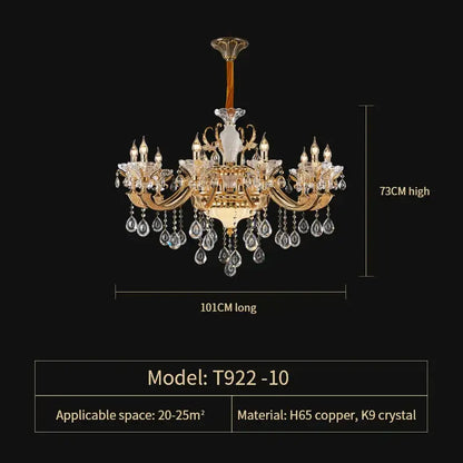 Elegant crystal chandelier gold tiered light for living room