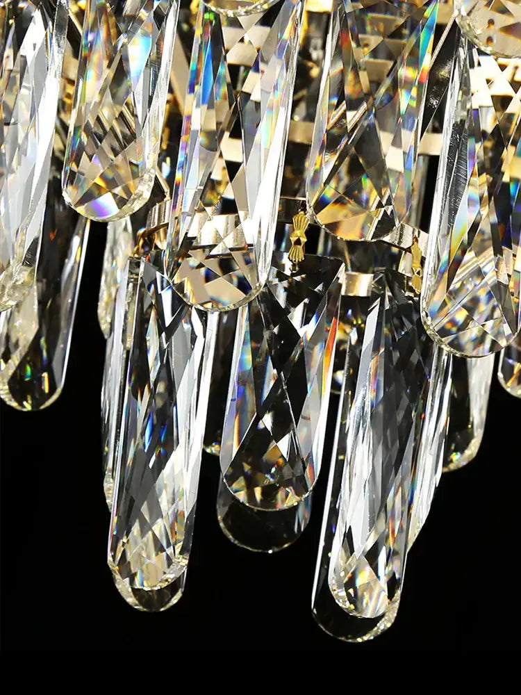 Elegant crystal chandelier led gold multi-tiered living room light