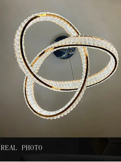 Elegant crystal chandelier modern gold spiral – living room light
