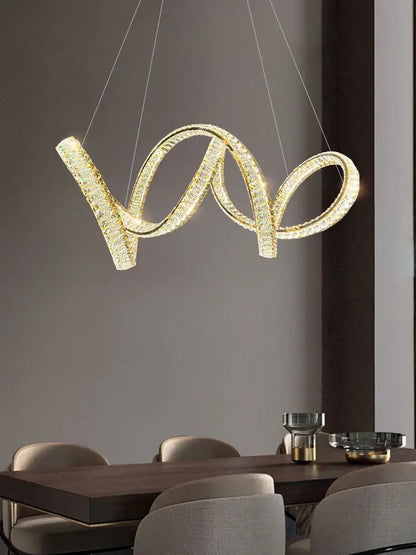 Elegant crystal chandelier modern gold spiral – living room light