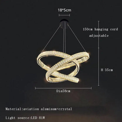 Elegant crystal chandelier modern gold spiral – living room light