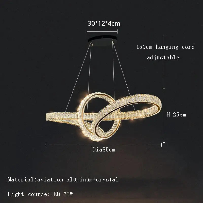 Elegant crystal chandelier modern gold spiral – living room light