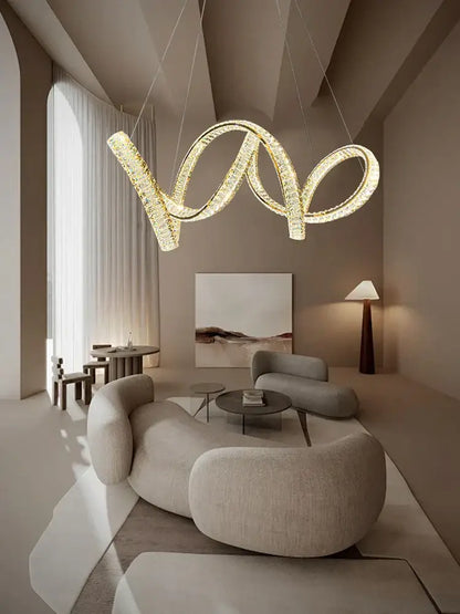 Elegant crystal chandelier modern gold spiral – living room light