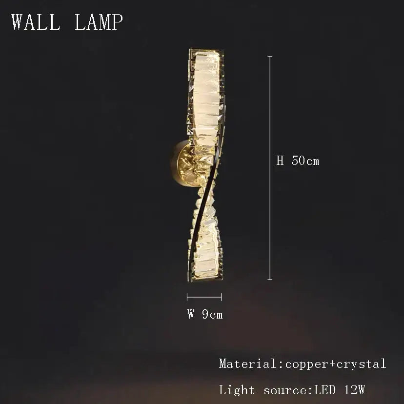 Elegant crystal chandelier modern gold spiral – living room light