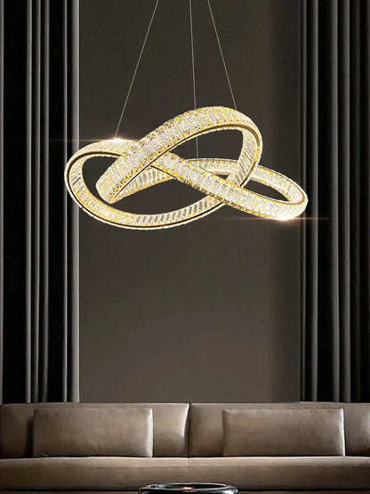 Elegant crystal chandelier modern gold spiral – living room light