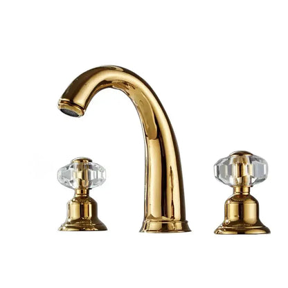 Elegant crystal handle gold basin faucet bathroom hot cold mixer