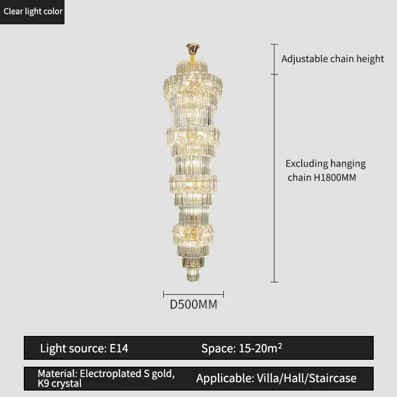 Elegant crystal hollow gold chandelier living room stairwell light