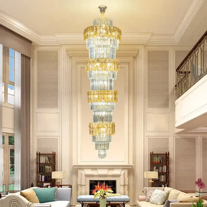 Elegant crystal hollow gold chandelier living room stairwell light