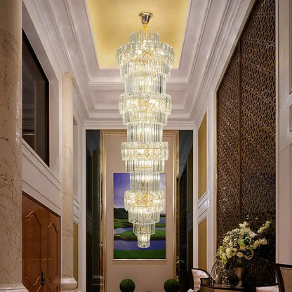 Elegant crystal hollow gold chandelier living room stairwell light