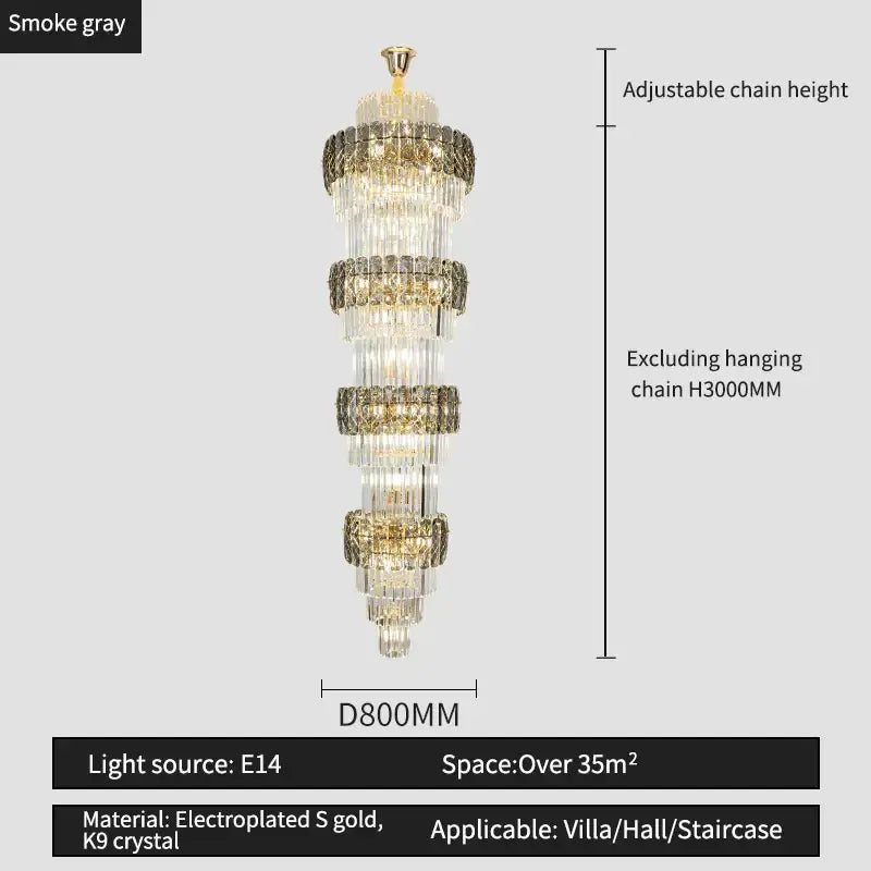 Elegant crystal hollow gold chandelier living room stairwell light