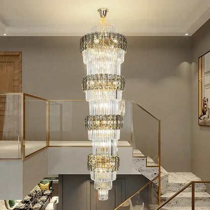 Elegant crystal hollow gold chandelier living room stairwell light