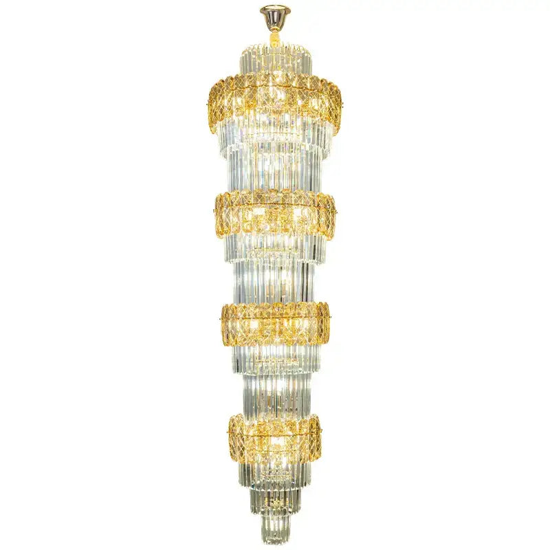 Elegant crystal hollow gold chandelier living room stairwell light