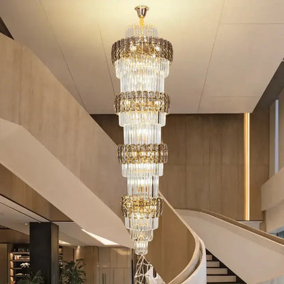 Elegant crystal hollow gold chandelier living room stairwell light