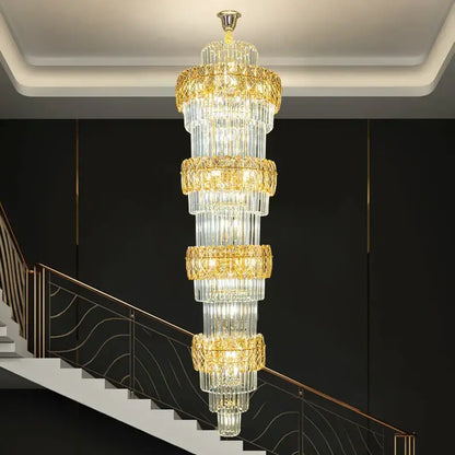 Elegant crystal hollow gold chandelier living room stairwell light