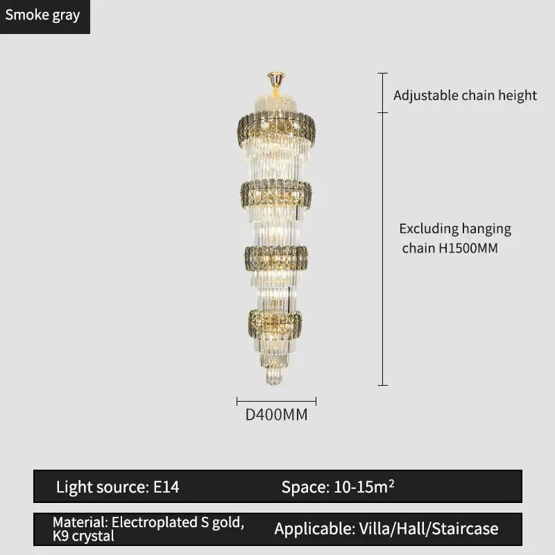 Elegant crystal hollow gold chandelier living room stairwell light