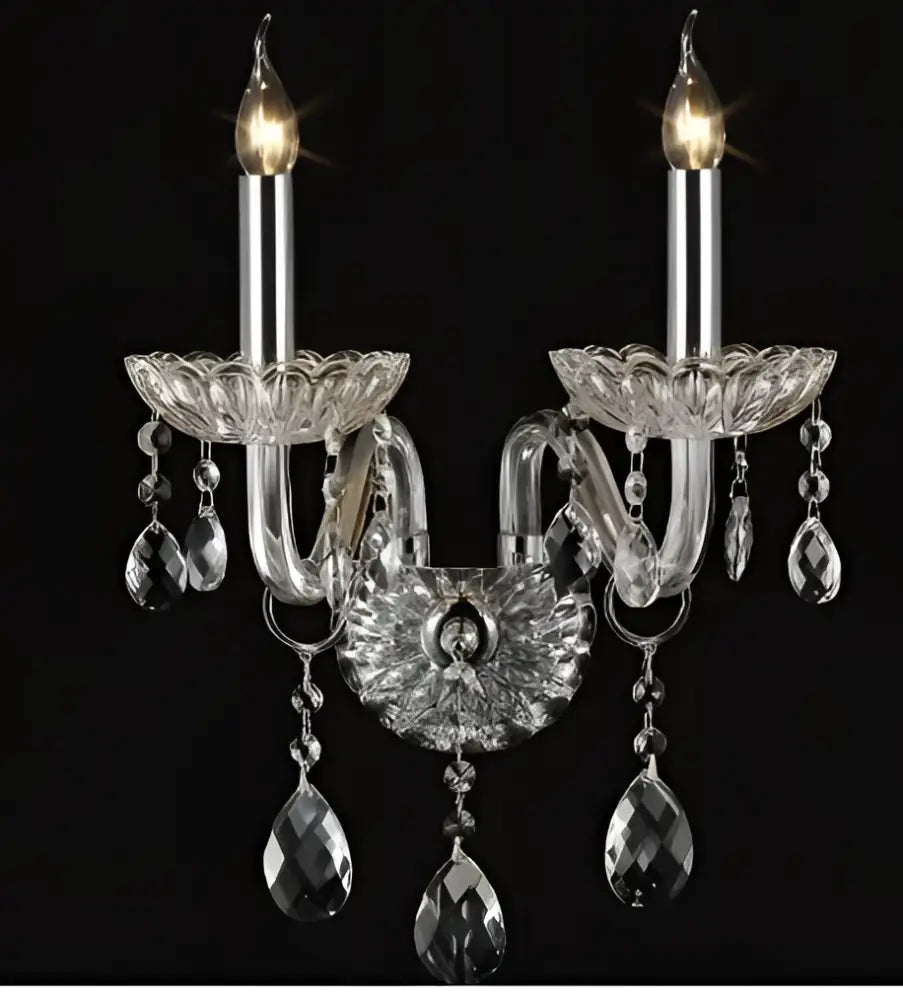 Elegant crystal lamp wall light for bedroom with silk lampshade