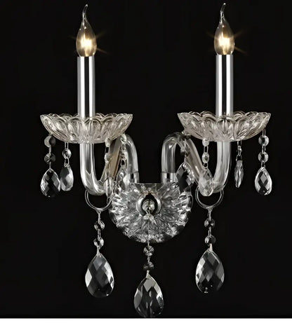 Elegant crystal lamp wall light for bedroom with silk lampshade