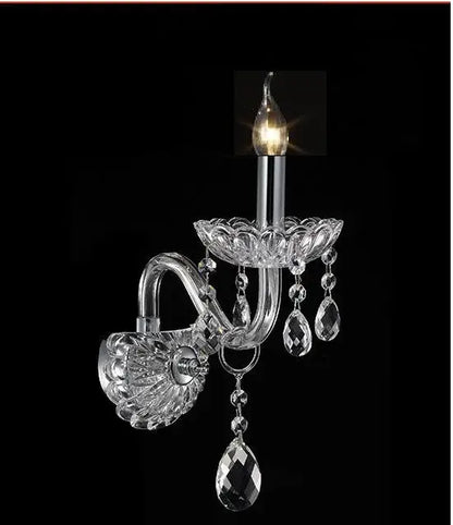 Elegant crystal lamp wall light for bedroom with silk lampshade