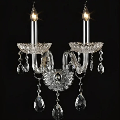 Elegant crystal lamp wall light for bedroom with silk lampshade