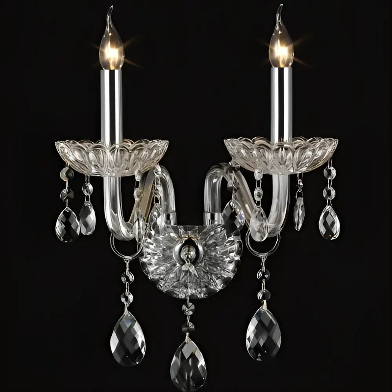 Elegant crystal lamp wall light for bedroom with silk lampshade