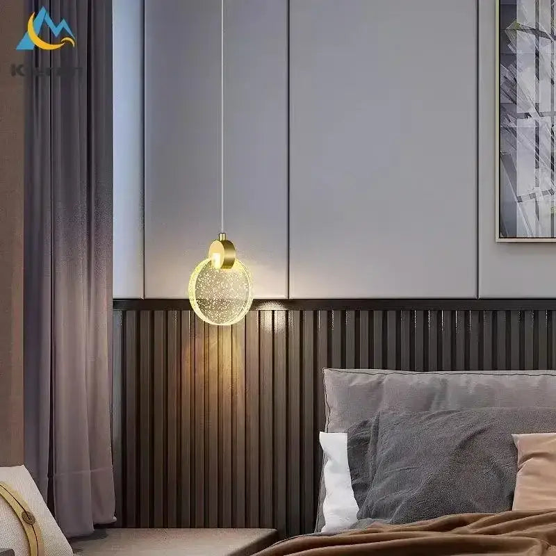 Elegant crystal led chandelier gold pendant light dining room
