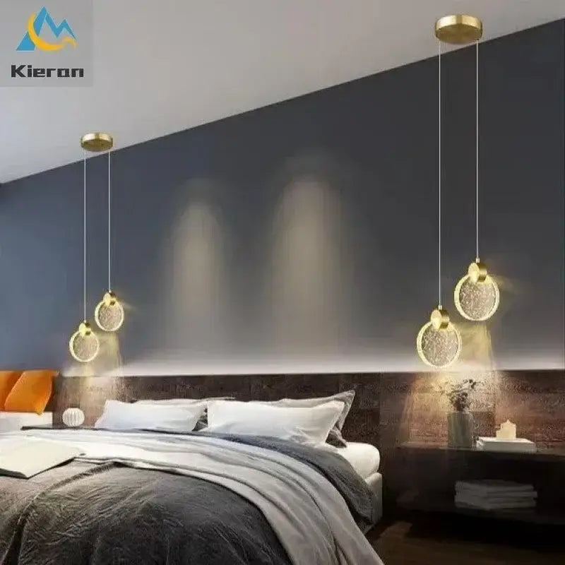 Elegant crystal led chandelier gold pendant light dining room